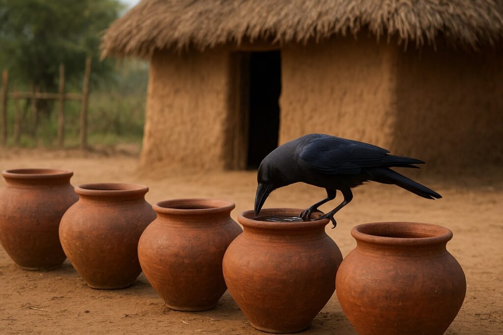 The Clever Crow And The Pots